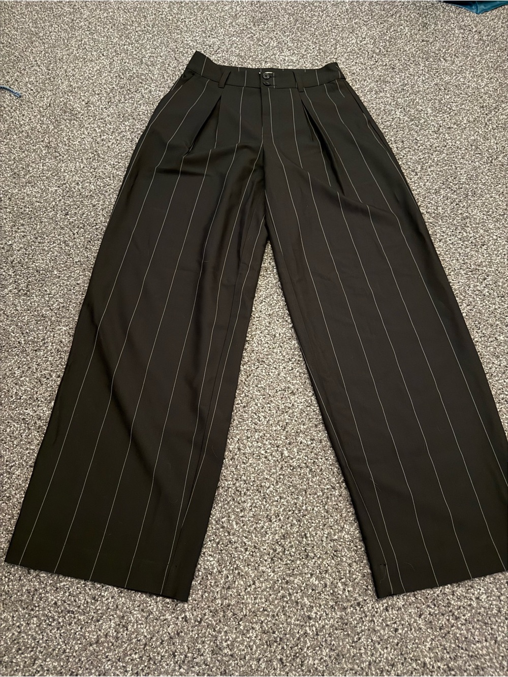 Nili Lotan Black Pinstripe Wide-Leg Dress Pants
